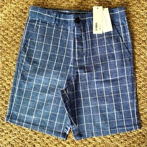 NWT Janie and Jack Boys Windowpane plaid Linen/ Cotton Short size 10